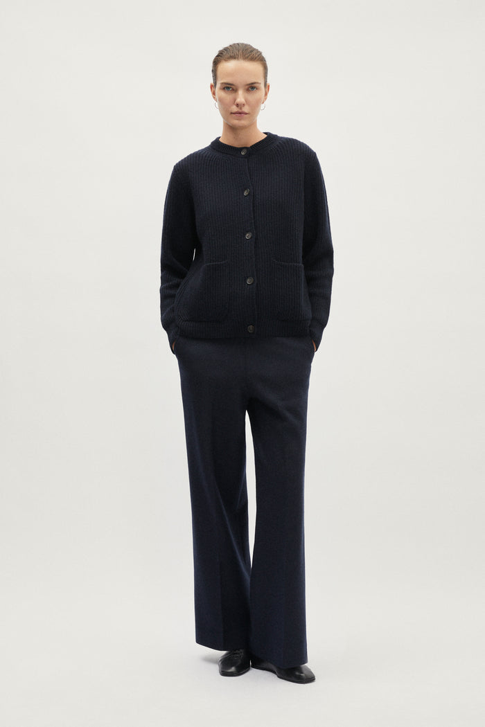 The Woolen Crewneck Ribbed Cardigan