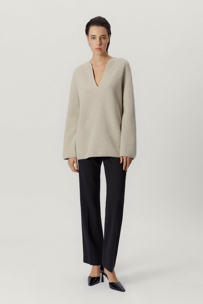 the woolen oversize v neck ecru