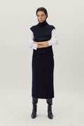 the woolen pencil skirt blue navy