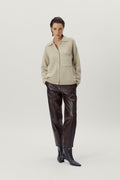 the woolen polo collar jacket ecru