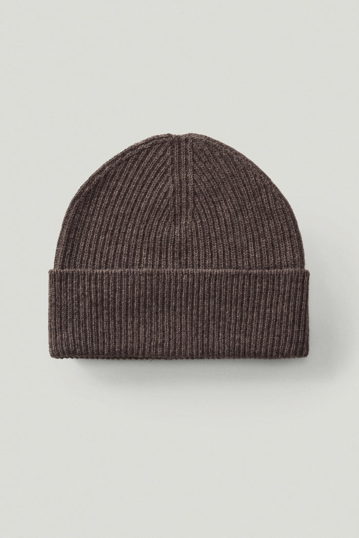 the woolen ribbed beanie taupe
