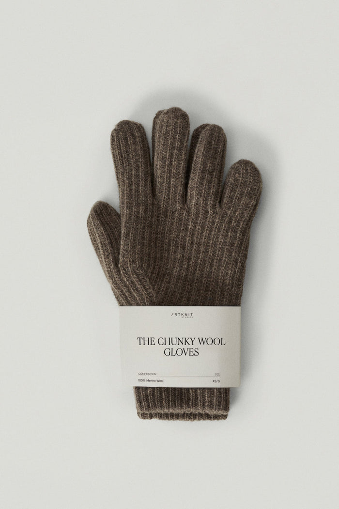 the woolen ribbed gloves taupe