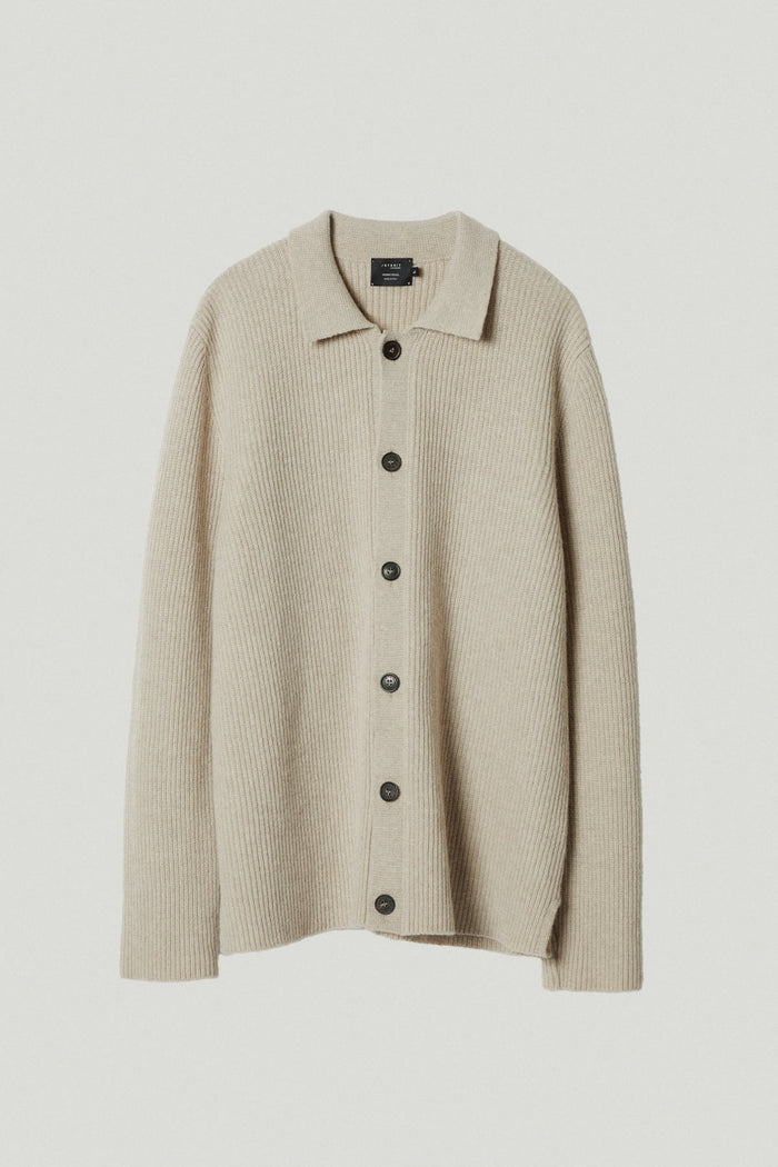 the woolen ribbed overshirt ecru