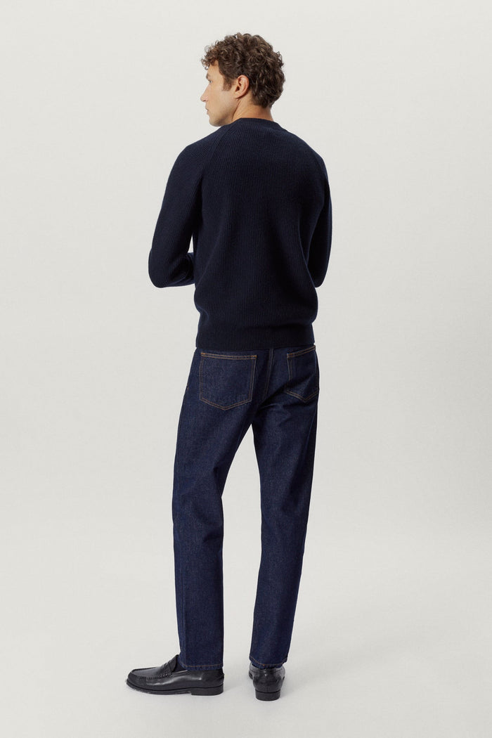 the woolen perkins sweater blue navy