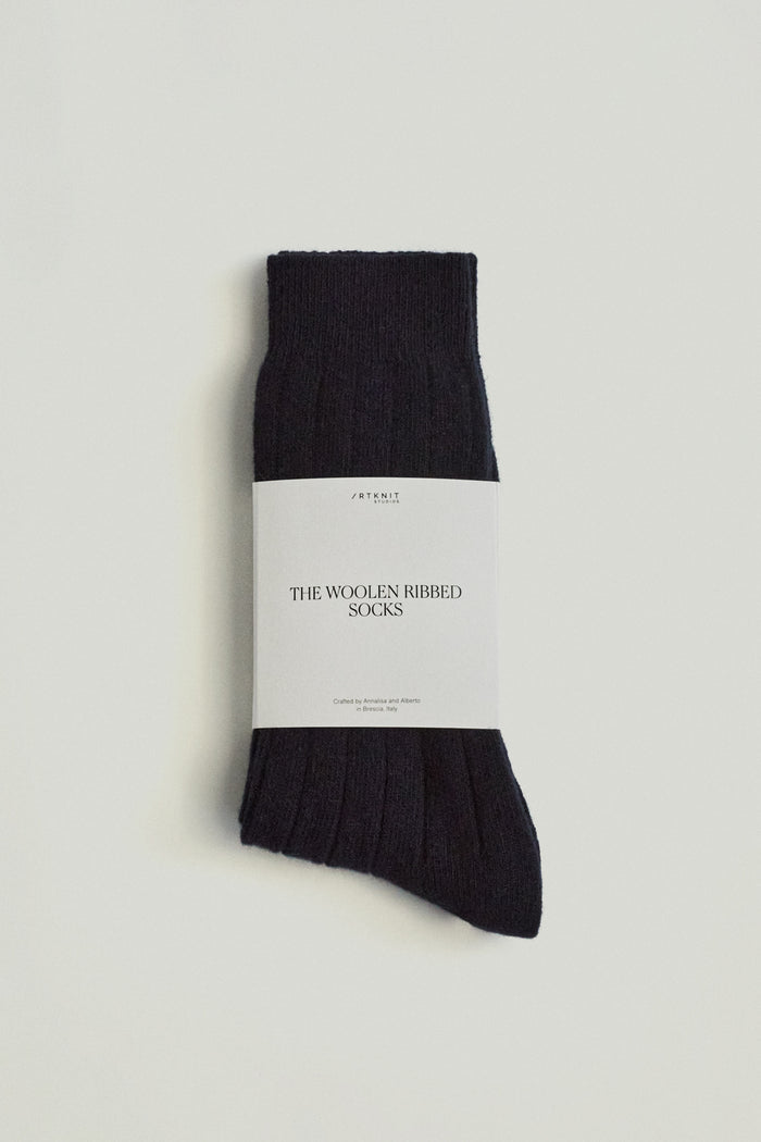 The Woolen Ribbed Socks blue