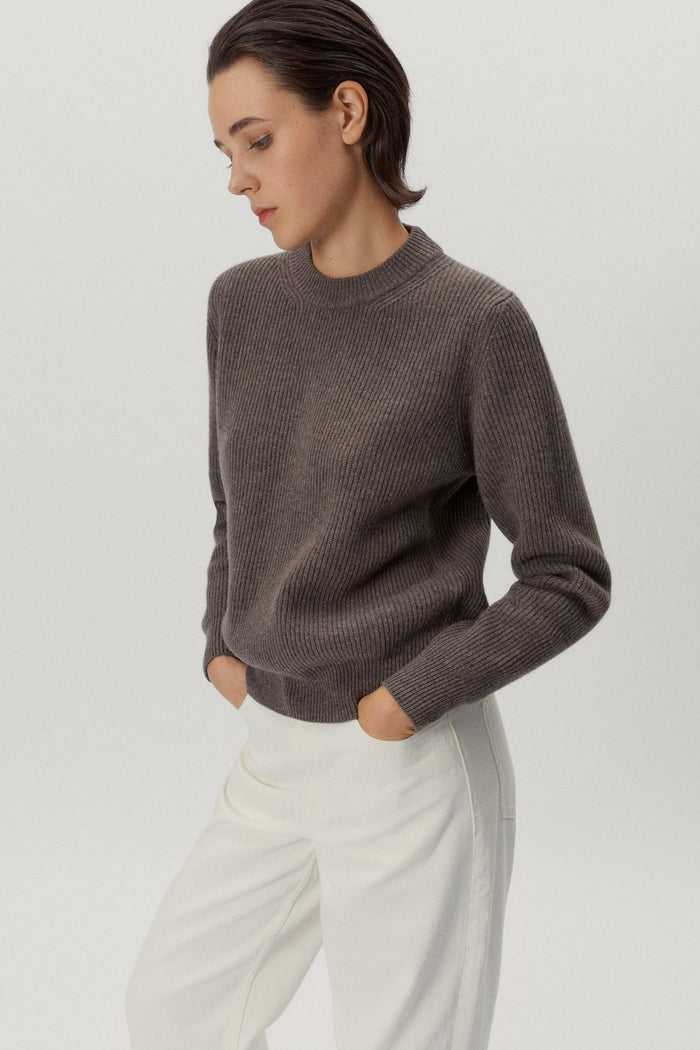 the woolen perkins sweater taupe