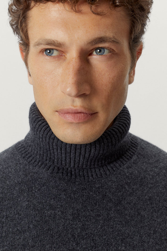 the woolen roll neck ash grey