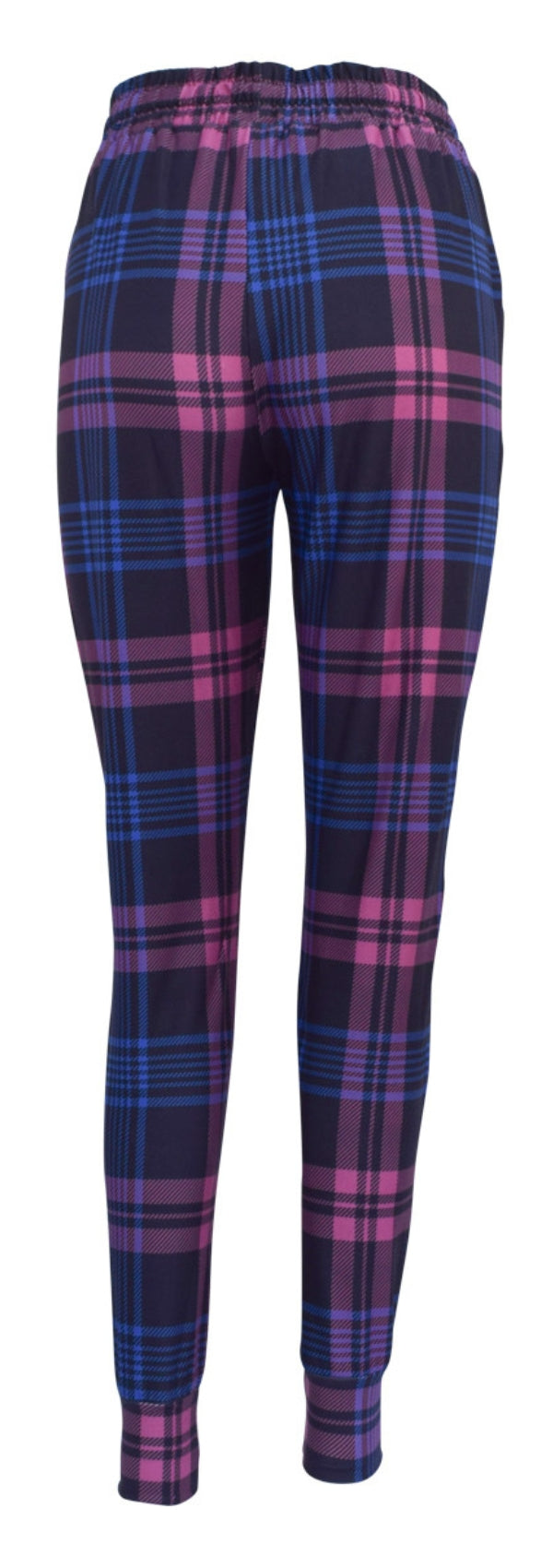 Slim fit Thistle Tartan Joggers in deep purple tartan with drawstring waist and cuffed bottoms