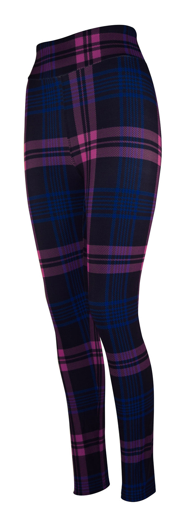 Leggings featuring sophisticated deep purple and blue Thistle Tartan pattern