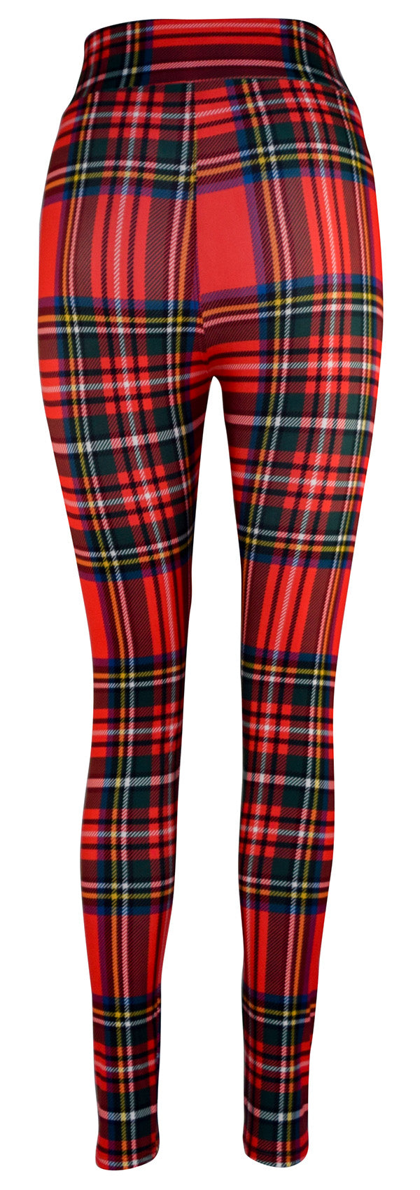 Red traditional tartan plaid leggings with a timeless style design