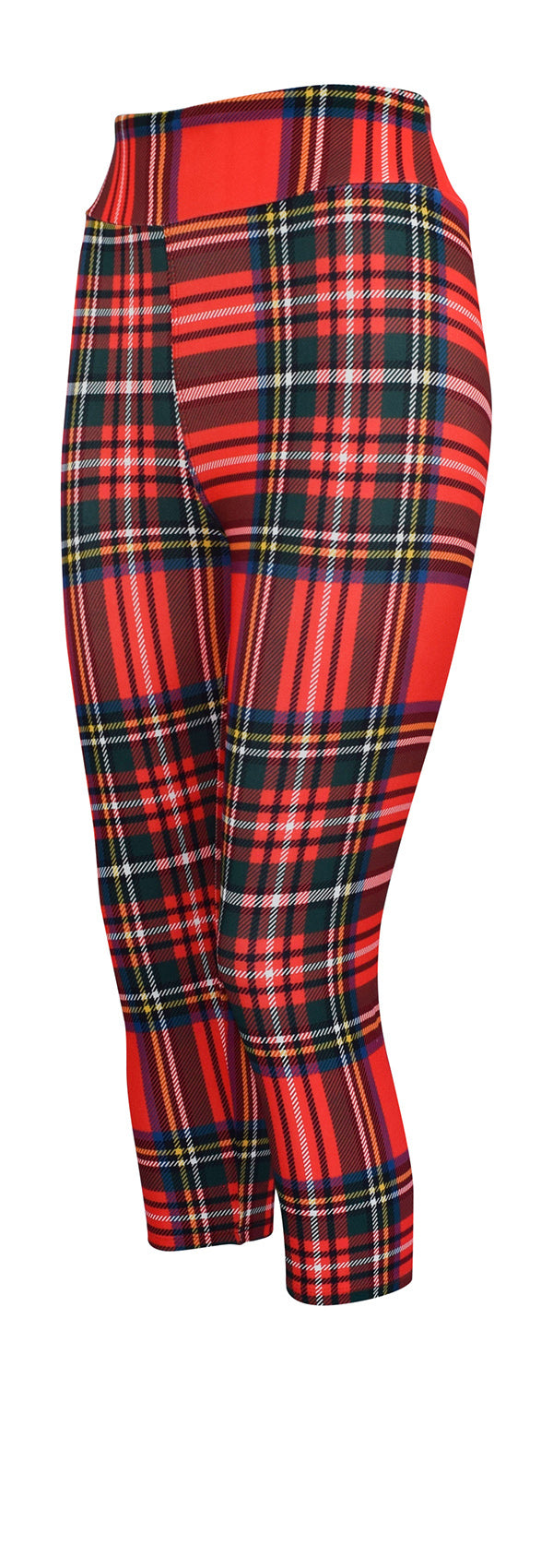Red and black traditional tartan patterned leggings for timeless style