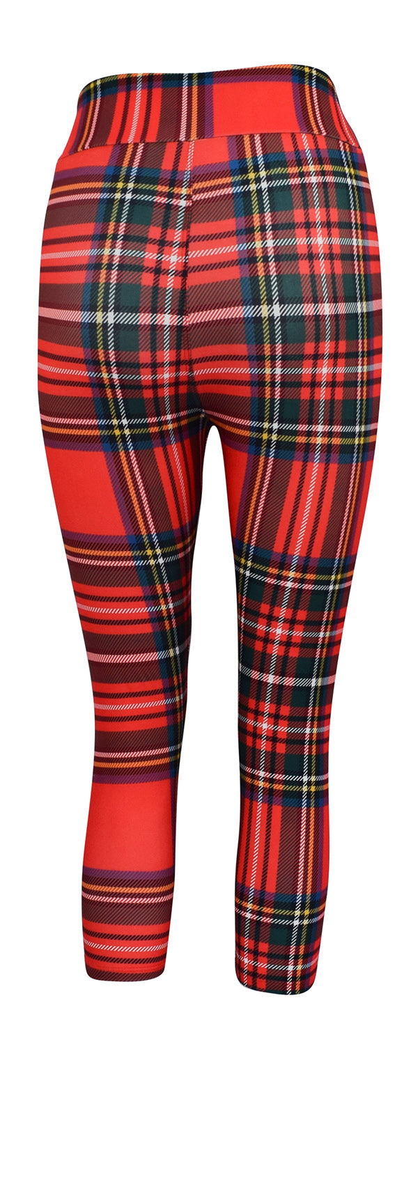 Red traditional tartan patterned leggings with a classic timeless design