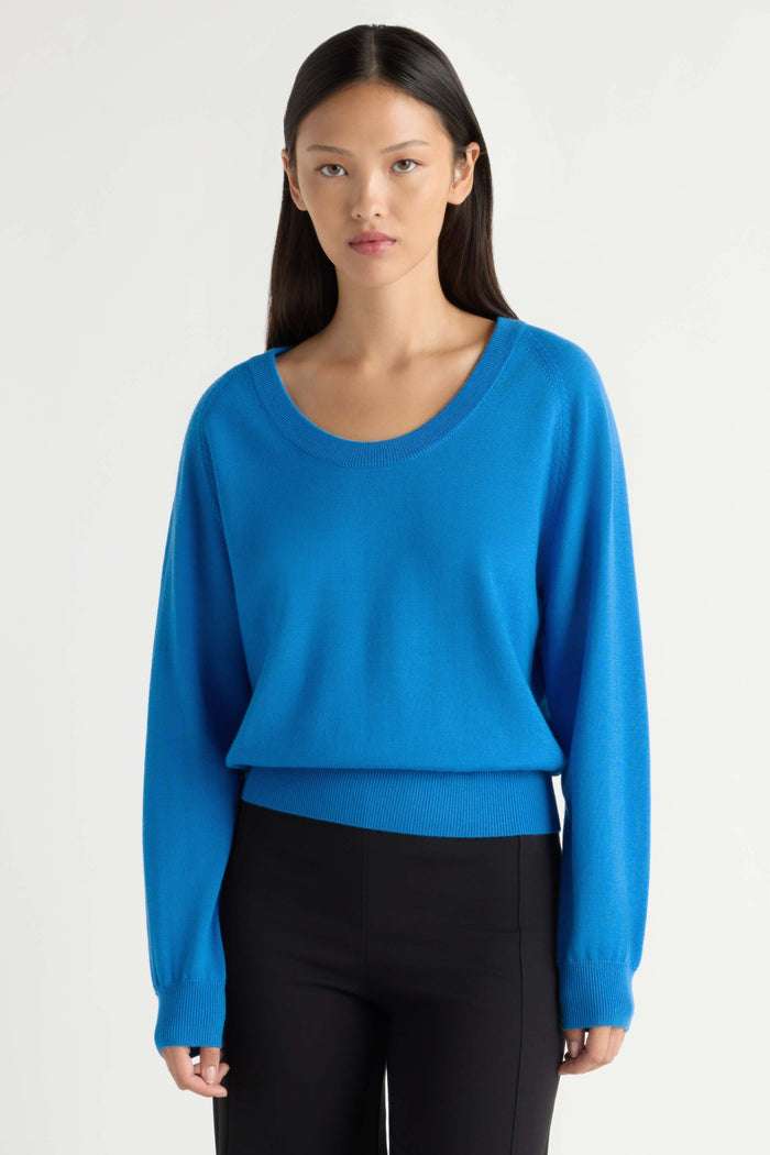 May-Li | Trista Lightweight Wool U-Neck Sweater in Size Small