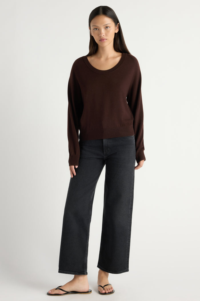 May-Li | Trista Lightweight Wool U-Neck Sweater in Size Small