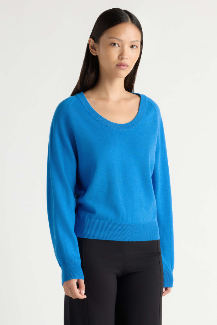 May-Li | Trista Lightweight Wool U-Neck Sweater in Size Small