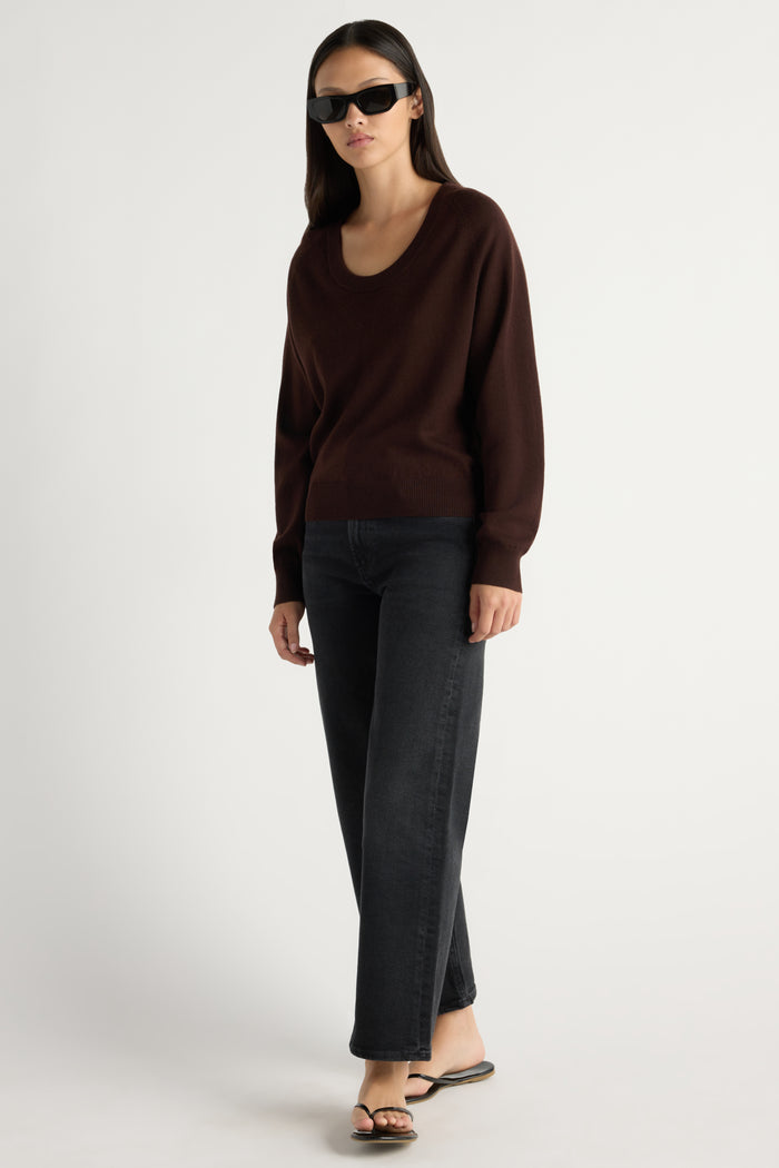 May-Li | Trista Lightweight Wool U-Neck Sweater in Size Small