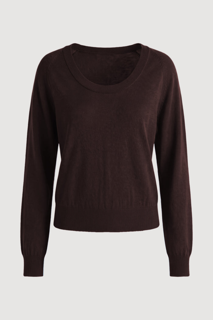 May-Li | Trista Lightweight Wool U-Neck Sweater in Size Small - Flat
