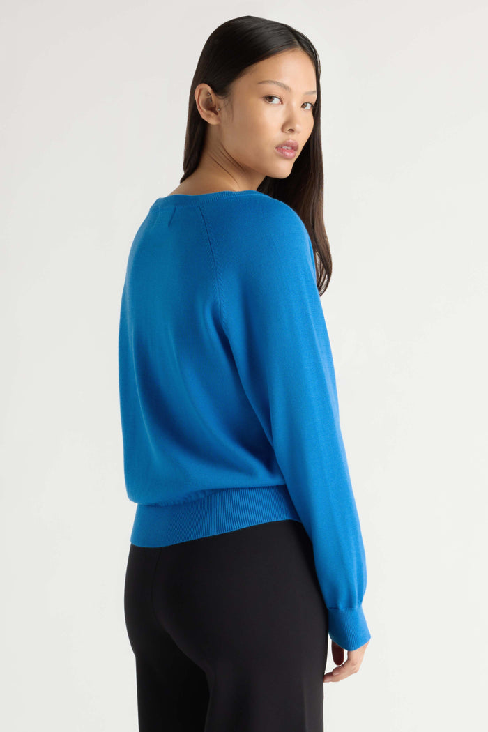 May-Li | Trista Lightweight Wool U-Neck Sweater in Size Small