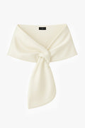 Ivory “Trixie” Satin Pull Through Shawl Wrap, product-only front view