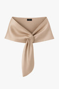 Mocha “Trixie” Satin Pull Through Shawl Wrap, product-only front view