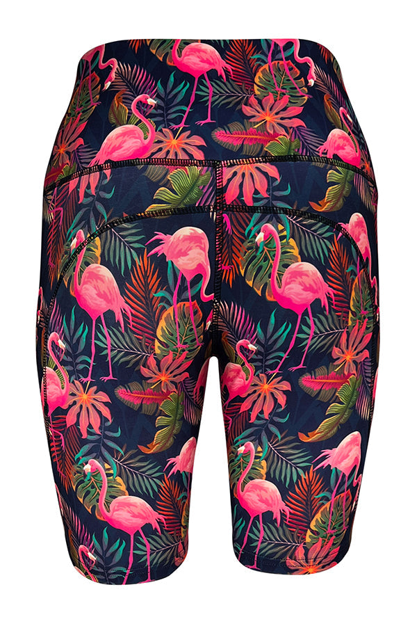 Tropical Flamingo Shorts + Pockets-Pocket Shorts