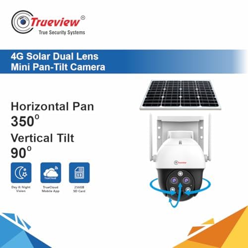 Trueview 4G Solar Security Camera | Wireless PTZ CCTV | 1296p Outdoor Waterproof Surveillance (4G Dual Lens Solar Mini Pan Tilt Camera) - Unboxify
