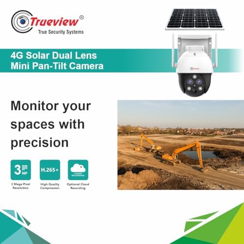 Trueview 4G Solar Security Camera | Wireless PTZ CCTV | 1296p Outdoor Waterproof Surveillance (4G Dual Lens Solar Mini Pan Tilt Camera) - Unboxify