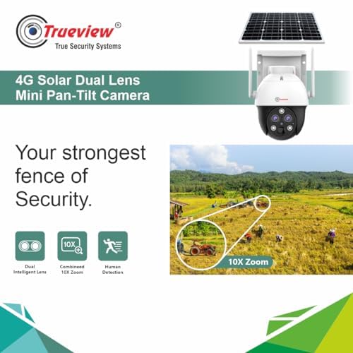 Trueview 4G Solar Security Camera | Wireless PTZ CCTV | 1296p Outdoor Waterproof Surveillance (4G Dual Lens Solar Mini Pan Tilt Camera) - Unboxify