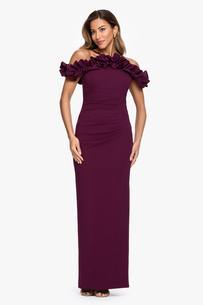 Raisin “Tyla” Scuba Crepe Ruffle Top Dress, front view