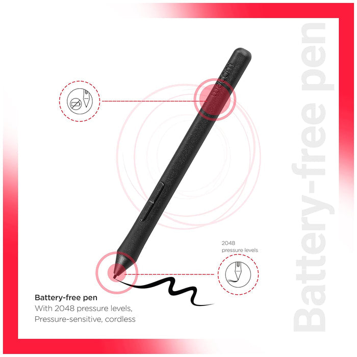Wacom One by CTL-672/K0-CX Medium 8.5-inch x 5.3-inch Graphic Tablet (Red and Black) - Unboxify