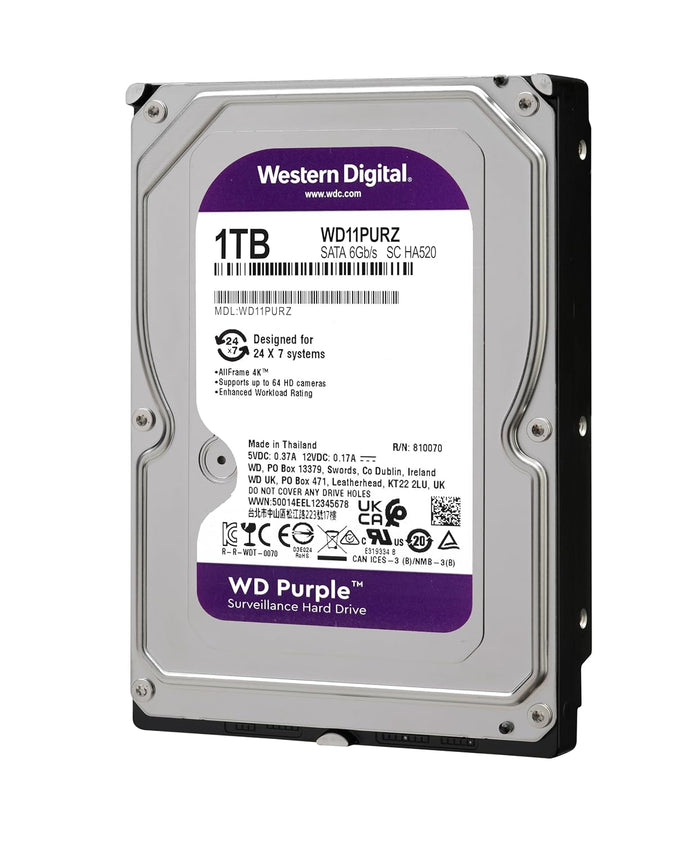 WD Western Digital Wd Purple 1Tb Surveillance Hard Drive (Wd10Purz, Sata 6 0 Gb)