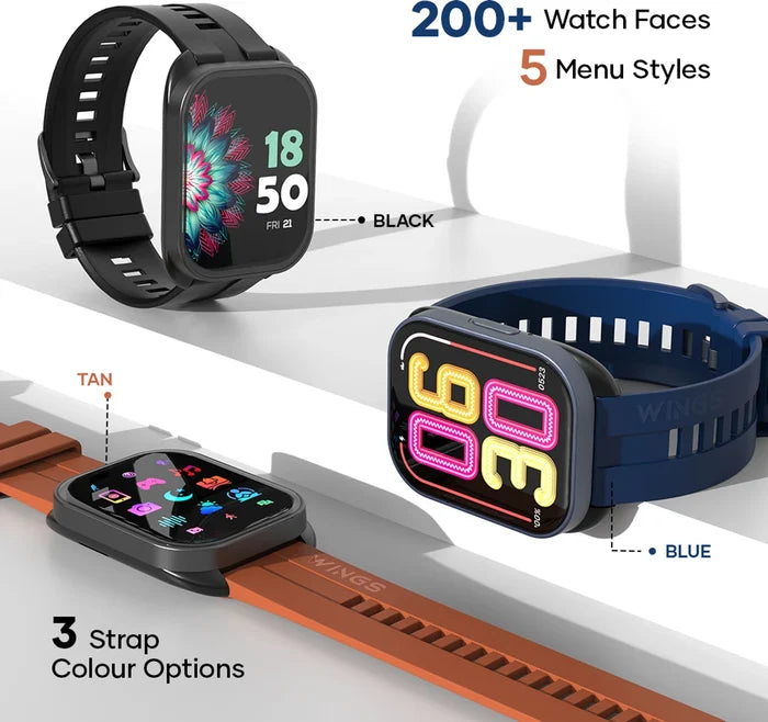 Wings 2.01 Made In India HD Smartwatch (Blue Strap, One Size)