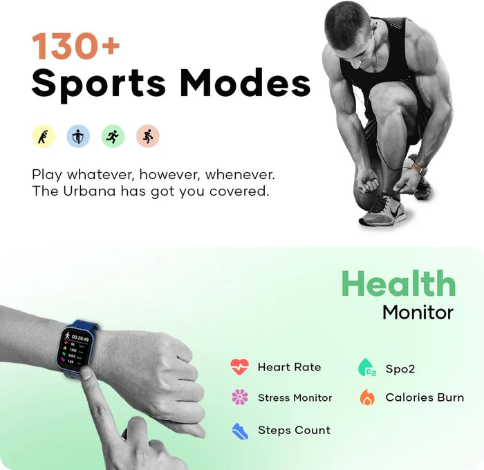 Wings 2.01 Made In India HD Smartwatch (Blue Strap, One Size)