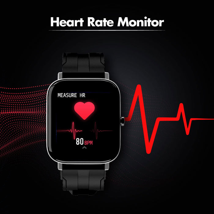 Wings Strive 100 with Real SPO2 1.4 inch Large Display Smartwatch (Black Strap, Free)