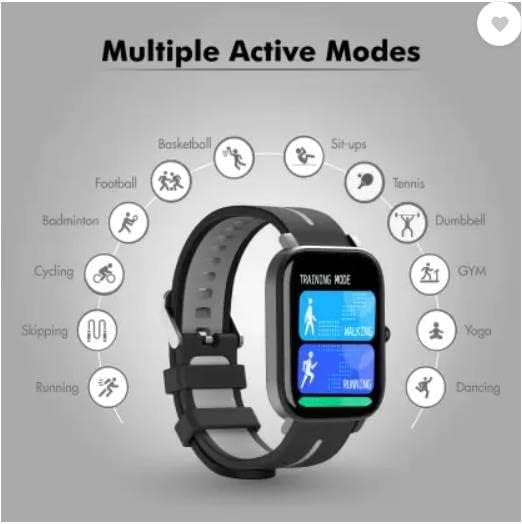 Wings Strive 200 with real SPO2 1.69 inch HD Display Smartwatch (Black Strap, Free)
