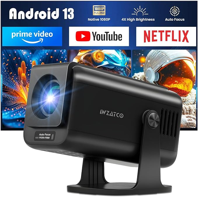 WZATCO Yuva Go Pro Fully Automatic Native 1080P Android 13.0 Smart Projector, Auto Focus, Auto 4D Keystone, 12000 Lumens, 4K HDR Support, Rotatable Design, WiFi 6 & BT, Screen Mirroring, ARC - Unboxify