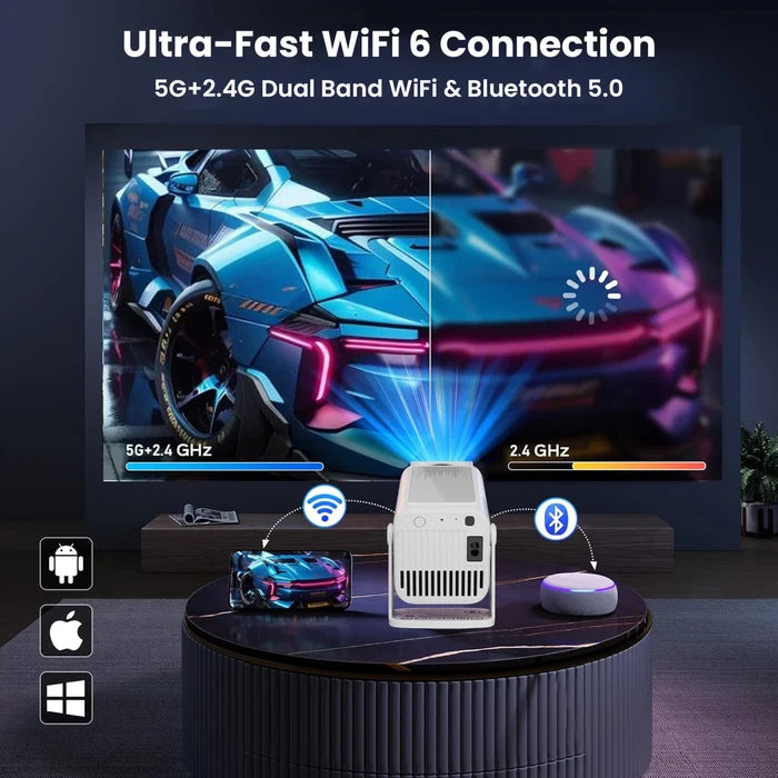 WZATCO Yuva Go Pro Native 1080P Projector (12500 lm / 1 Speaker / Wireless Projector) (Manual Focus) (Without Stand and Remote)