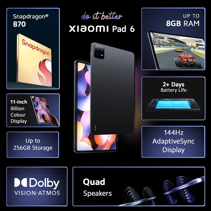 Xiaomi Pad 6 | Qualcomm Snapdragon 870 | 144Hz Refresh Rate | 2.8K+ Display (11-inch) - Unboxify
