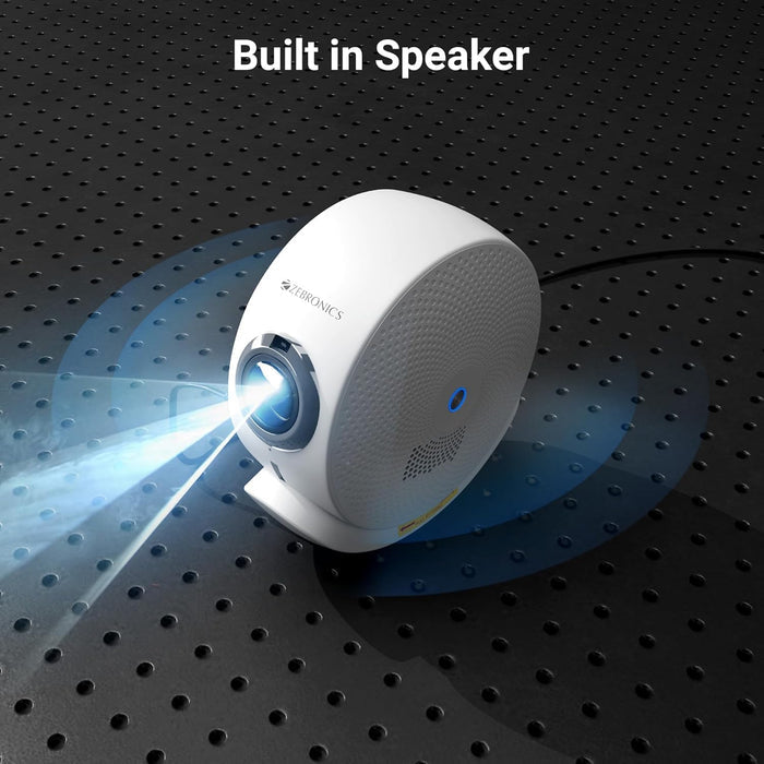 Zebronics Android Smart Projector, 4K UHD Support, 12000 Lumens, 250" Screen, 90° Tiltable, Auto Focus & Keystone, OTT Apps (Netflix, Prime, Hotstar), BT v5.4, HDMI, Miracast, WiFi (PixaPlay 38) - Unboxify