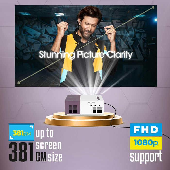 Zebronics Pixaplay 11 Portable LED Projector with FHD 1080p Support | 1500 Lumens | 150'' Large Screen - Unboxify