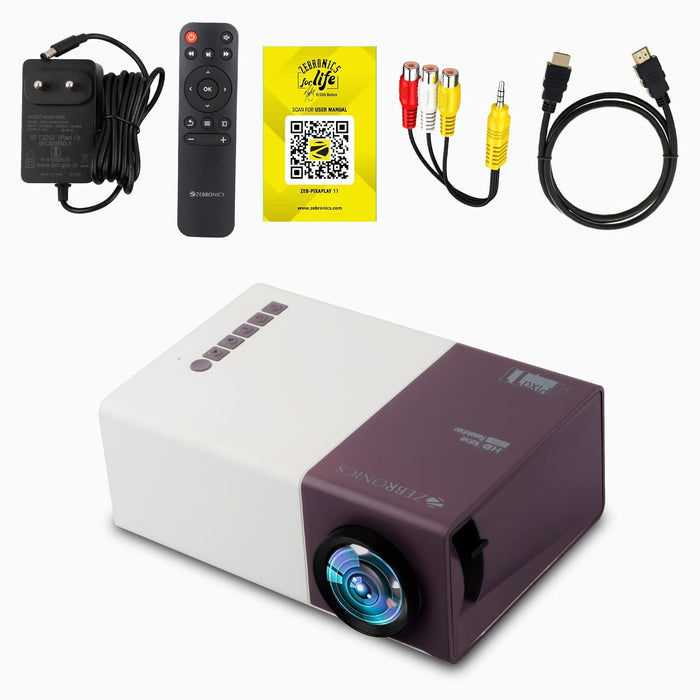Zebronics Pixaplay 11 Portable LED Projector with FHD 1080p Support | 1500 Lumens | 150'' Large Screen - Unboxify