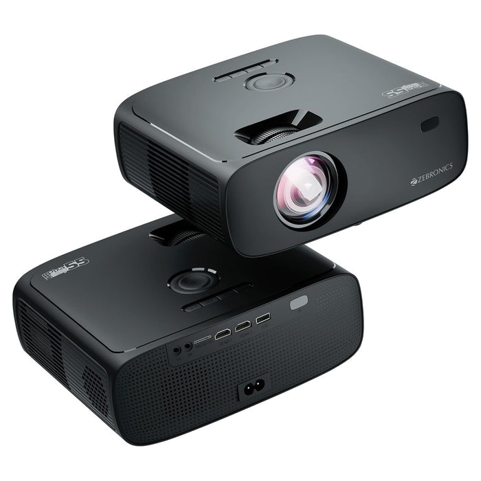 ZEBRONICS PIXAPLAY 55, Smart Projector, 8000 Lumens, 4K Support, 150 Inch Screen Size, Quad Core Processor - Unboxify