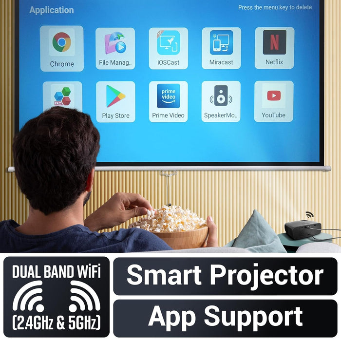 ZEBRONICS PIXAPLAY 55, Smart Projector, 8000 Lumens, 4K Support, 150 Inch Screen Size, Quad Core Processor - Unboxify