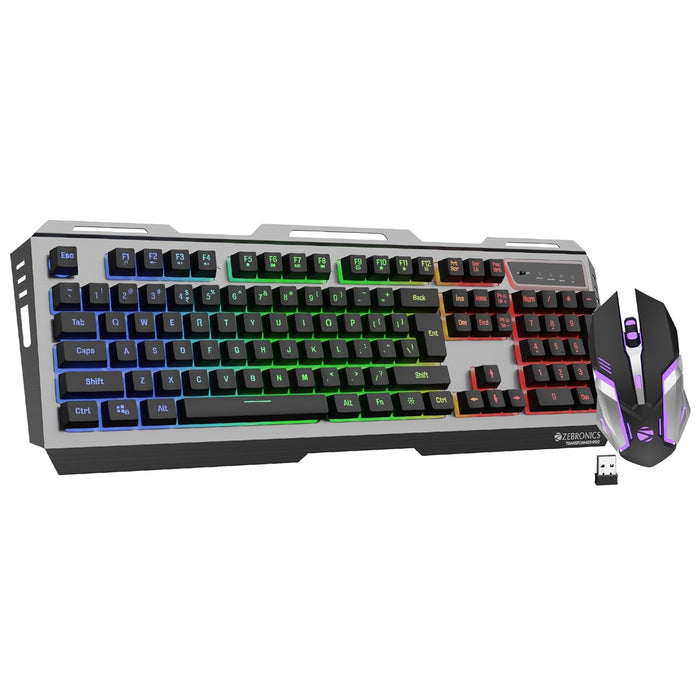ZEBRONICS Transformer PRO Gaming Wireless Keyboard & Mouse Combo with 2.4GHz, Aluminum Body, Built in Battery, Multicolor LED Modes, Type C, Double Shot Keycaps, up to 4000 DPI - Unboxify