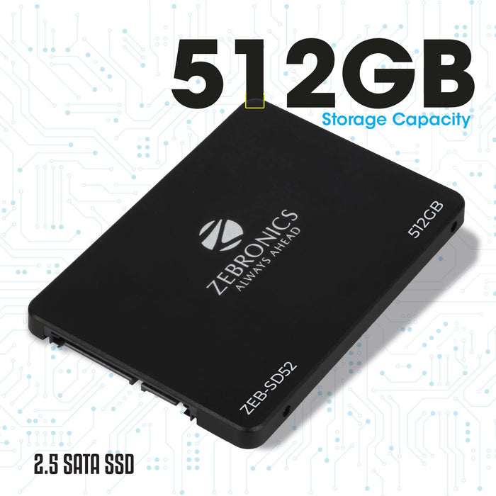 ZEBRONICS ZEB-SD52 SSD 512GB, SATA II and SATA III Interface, QLC, Silent Operation - Unboxify