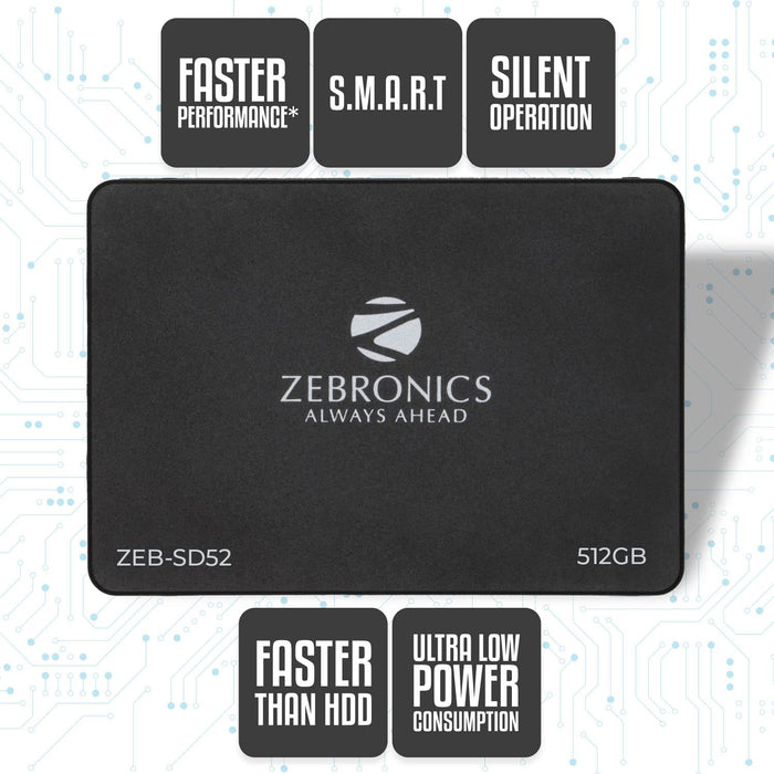 ZEBRONICS ZEB-SD52 SSD 512GB, SATA II and SATA III Interface, QLC, Silent Operation - Unboxify