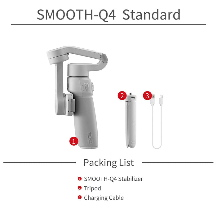 zhi yun Smooth Q4 3-Axis Gimbal Stabilizer for Smartphone (with 2 Years ZHIYUN India Official_Warranty) (UNBOXED) - Unboxify