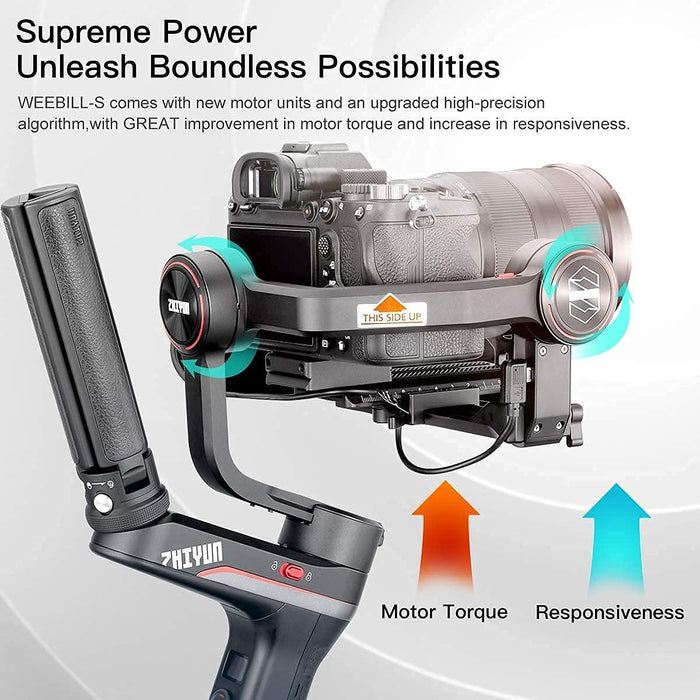 Zhiyun Weebill S Compact Gimbal Stabilizer for DSLR & Mirrorless Camera Sony A7M3 A7III A7R3 with 24-70mm GM Len Nikon Z6 Z7 Panasonic GH5 GH5s Canon 5D4 5D3 EOS R BMPCC 4K 3-Axis Handheld Gimbal - Grabgear.in